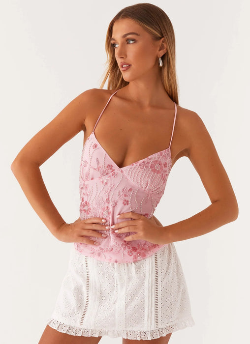 Floral Beaded Cami Top