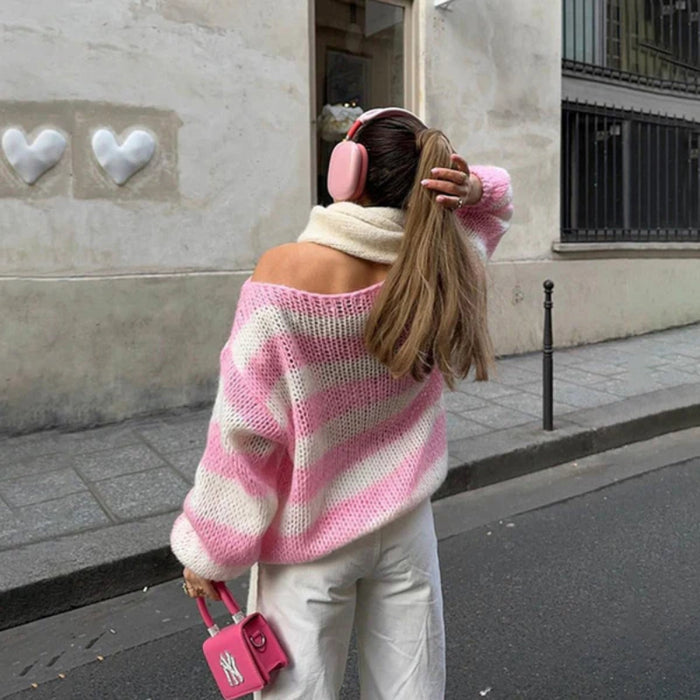 Cozy Striped Oversized Knit Sweater