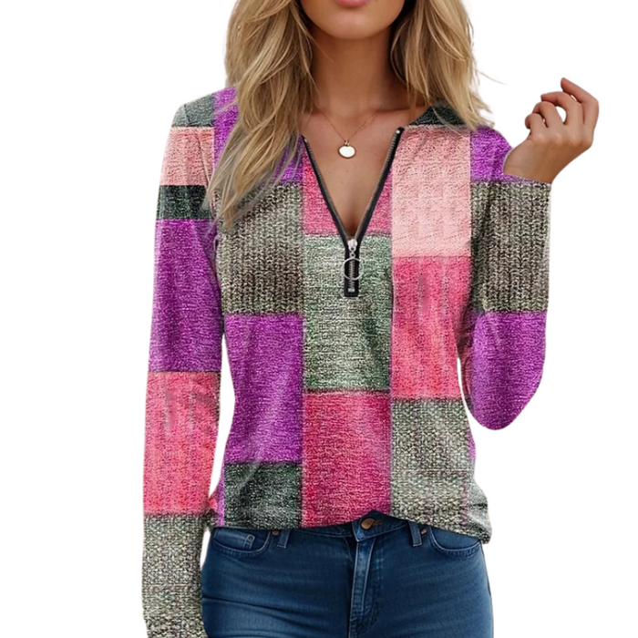 Quarter Zip Patterned Pullover