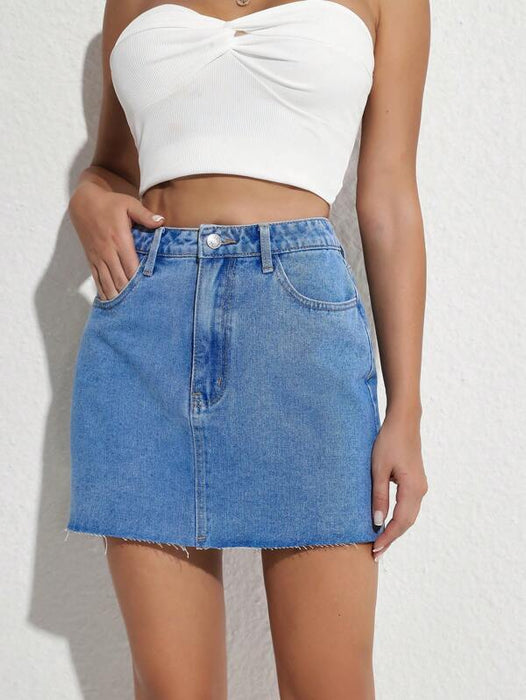 Plain Denim Skirt