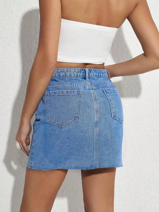 Plain Denim Skirt