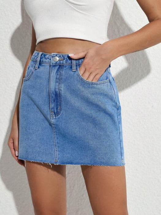 Plain Denim Skirt