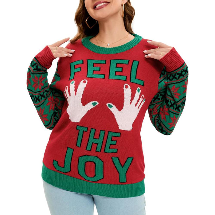 Festive Christmas Sweater With Playful Holiday Print