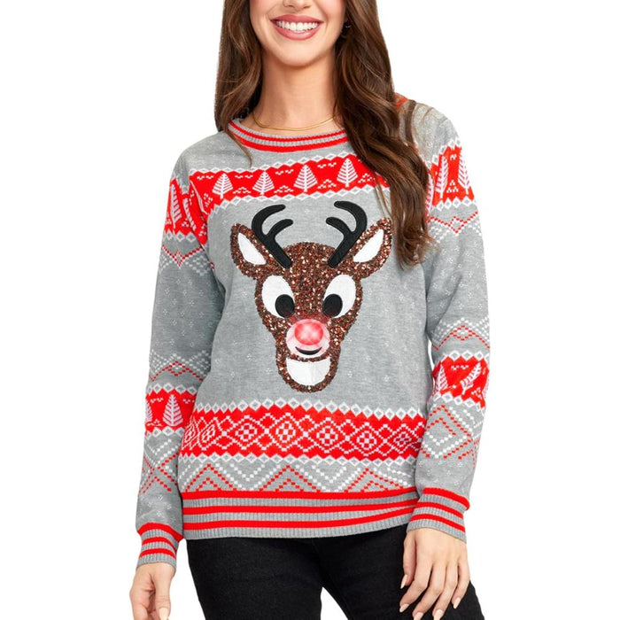 Winter Holiday Sweater With Decorative Accents