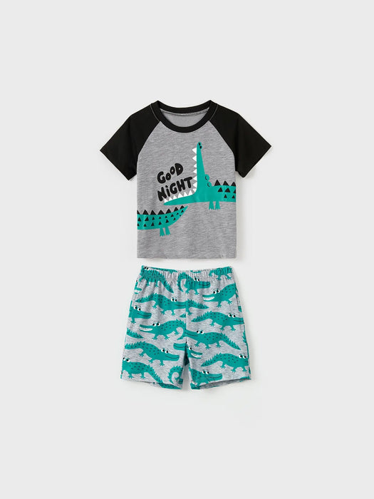 Family Matching Crocodile Print Summer Pajamas