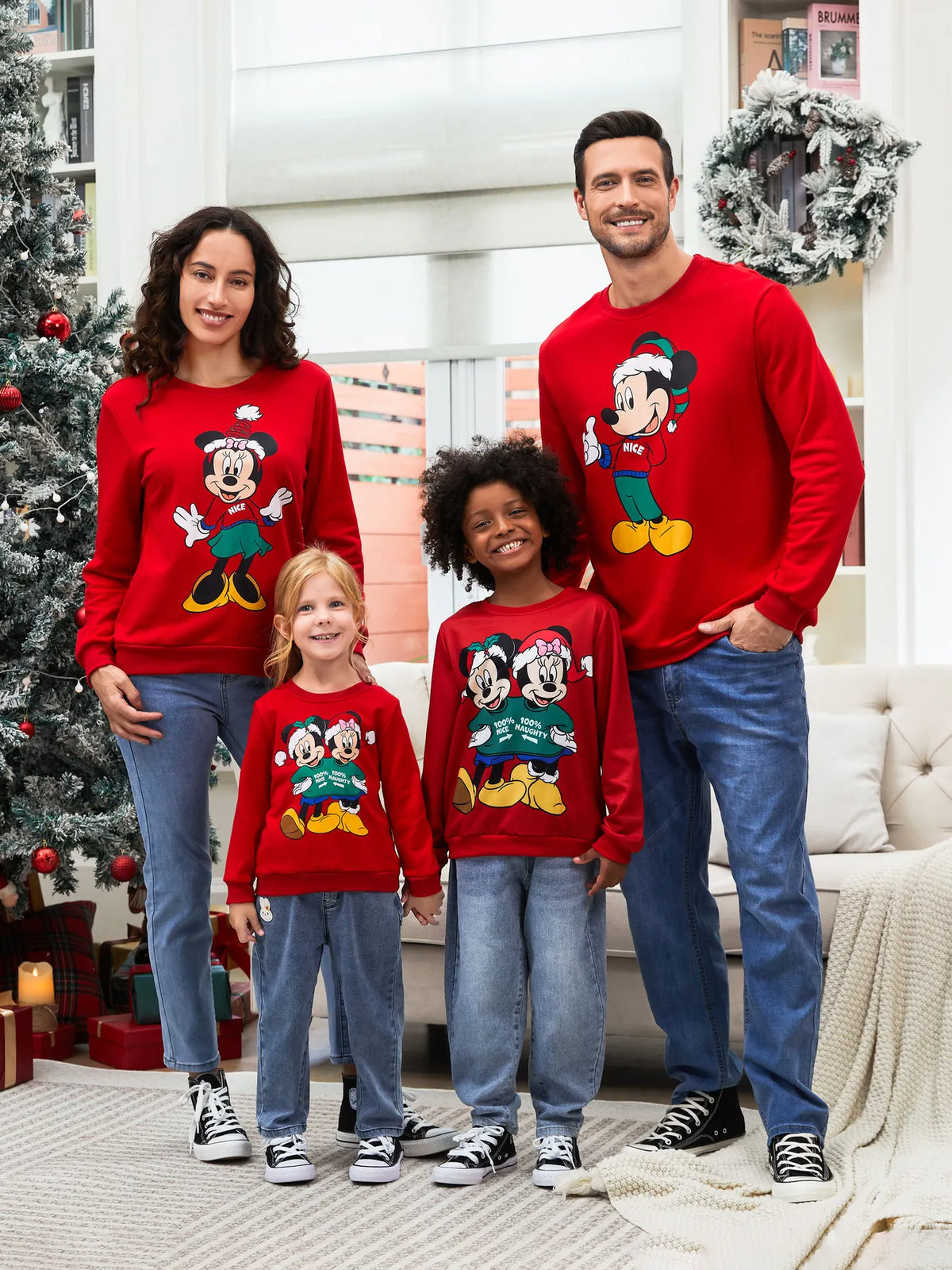 Mickey And Friends Printed Family Christmas Matching Sweatshirt