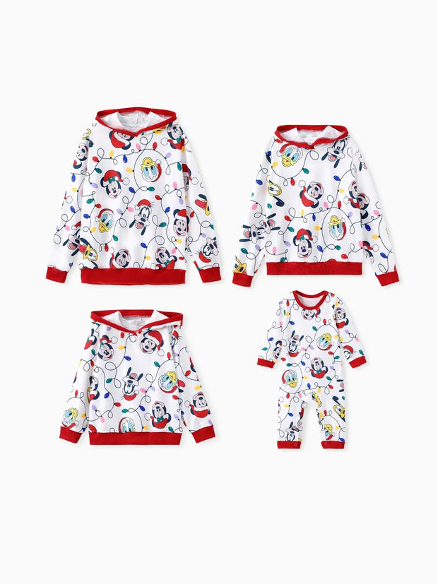 Mickey Printed Family Christmas Hoodie Set