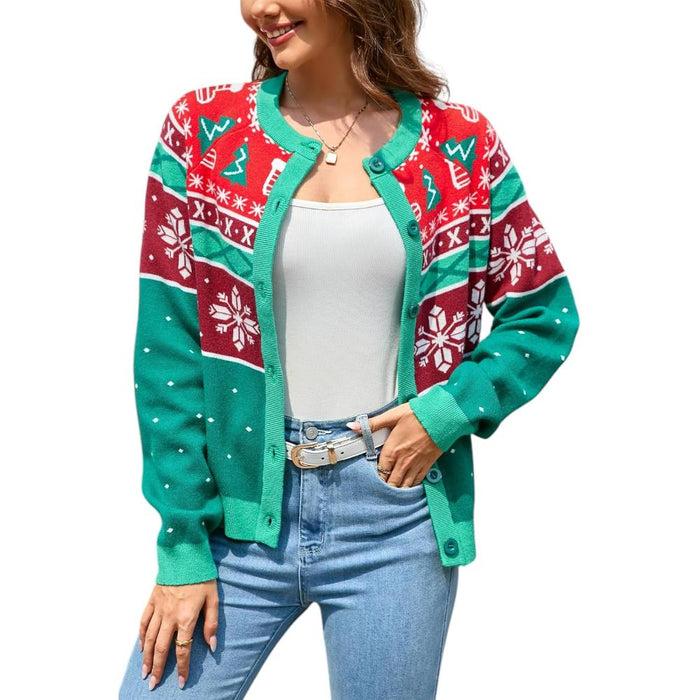 Holiday Cardigan Sweater With Button Detail