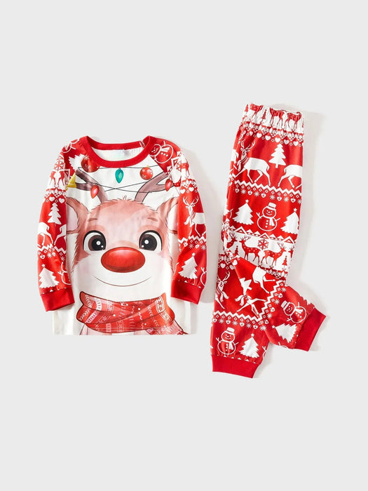 Matching Christmas Pajamas Set For Family With Deer Print