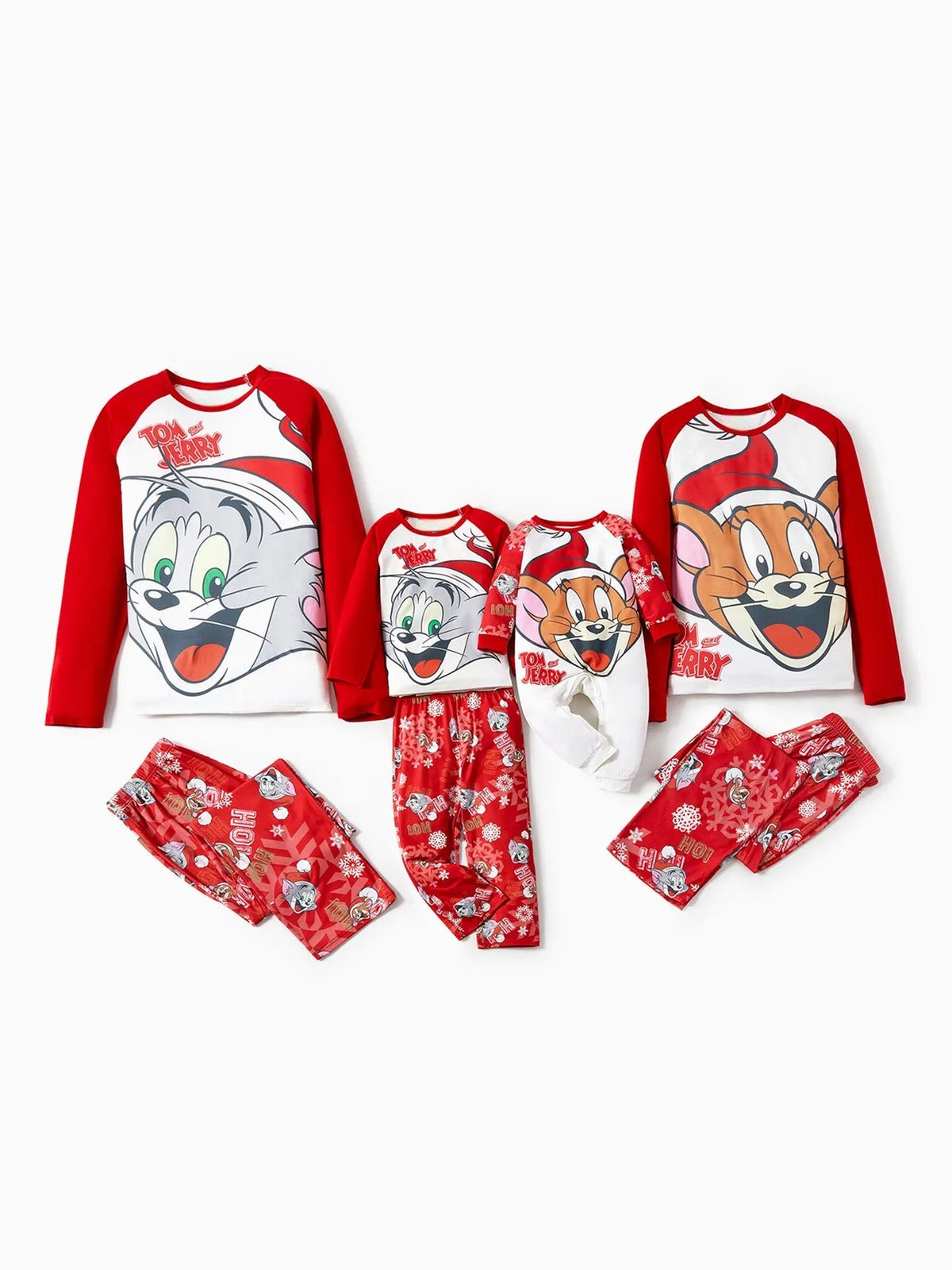 Christmas Themed Tom And Jerry Family Pajama Set