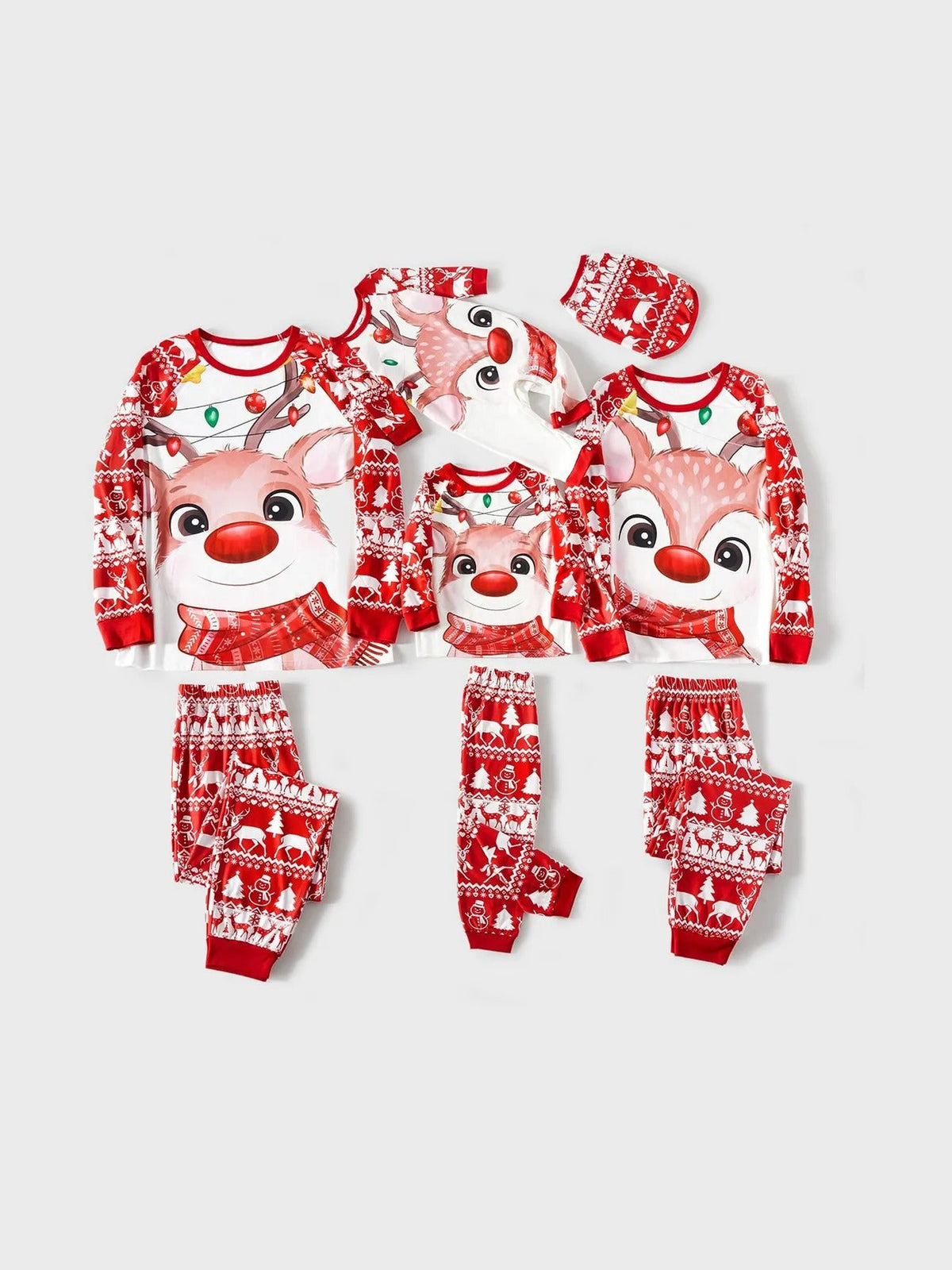 Matching Christmas Pajamas Set For Family With Deer Print