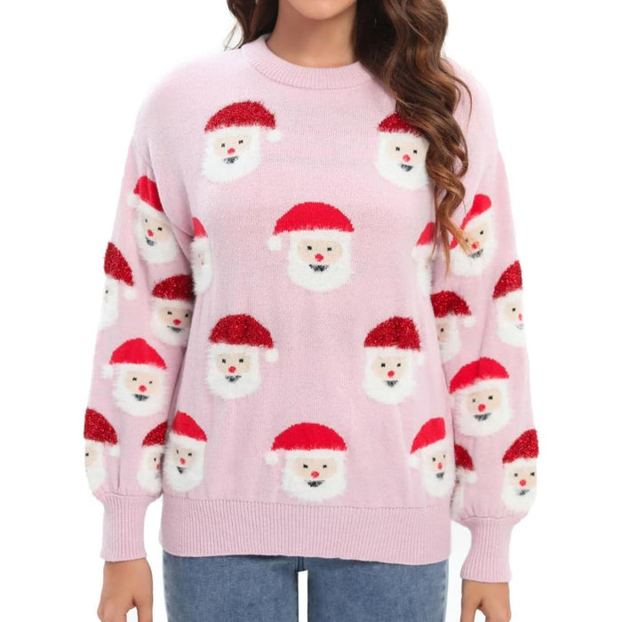 Cheerful Knitted Sweater With A Christmas Holiday Theme