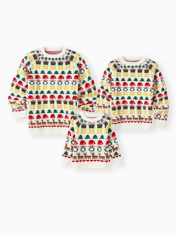 Christmas Family Matching Long Sleeve Sweater With Geometry Patterns