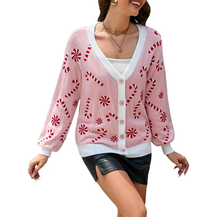 Holiday Cardigan Sweater With Button Detail