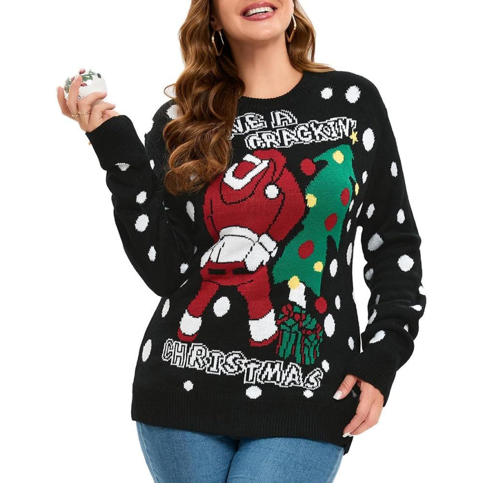 Festive Christmas Sweater With Playful Holiday Print