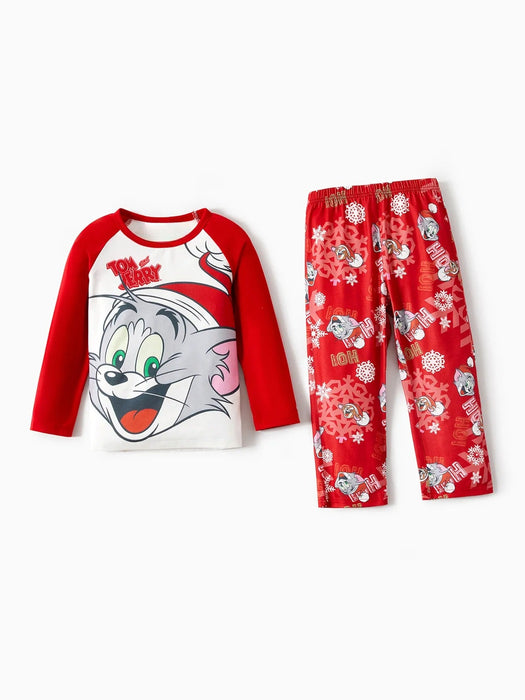 Christmas Themed Tom And Jerry Family Pajama Set