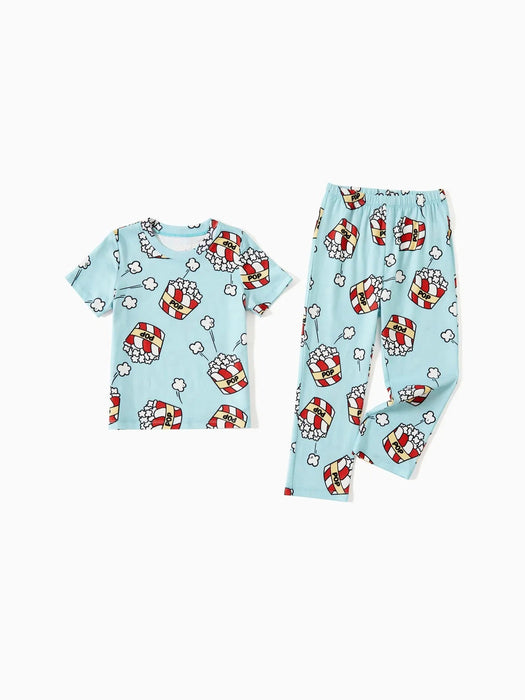 Christmas Popcorn Print Family Pajamas Set