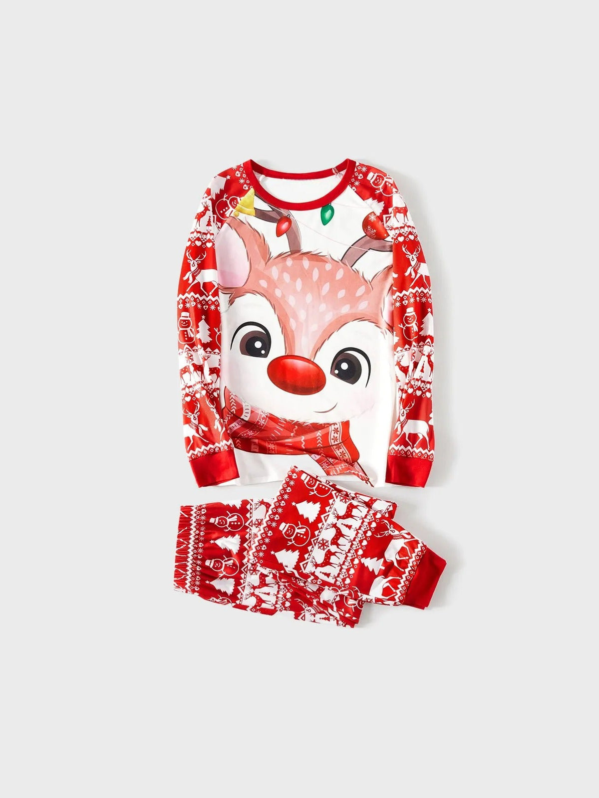 Matching Christmas Pajamas Set For Family With Deer Print