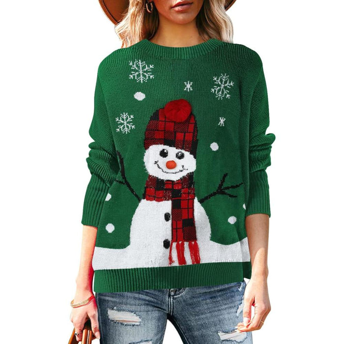 Long Sleeve Christmas Sweater With Holiday Print