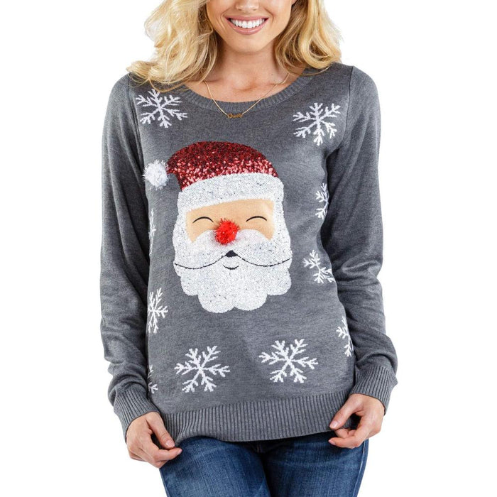 Winter Holiday Sweater With Decorative Accents