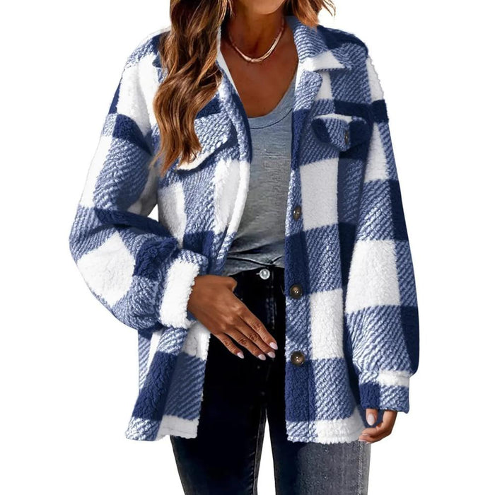 Button Up Plaid Coat With Pockets