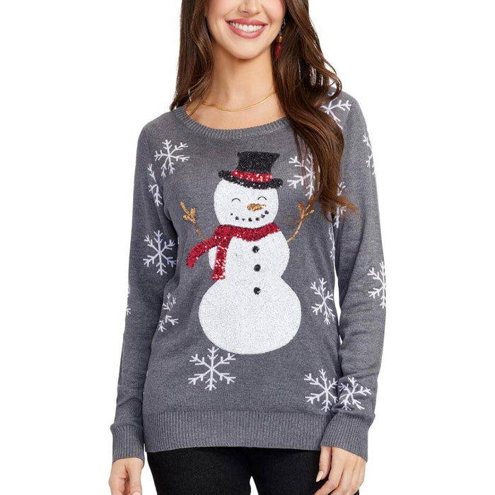 Winter Holiday Sweater With Decorative Accents