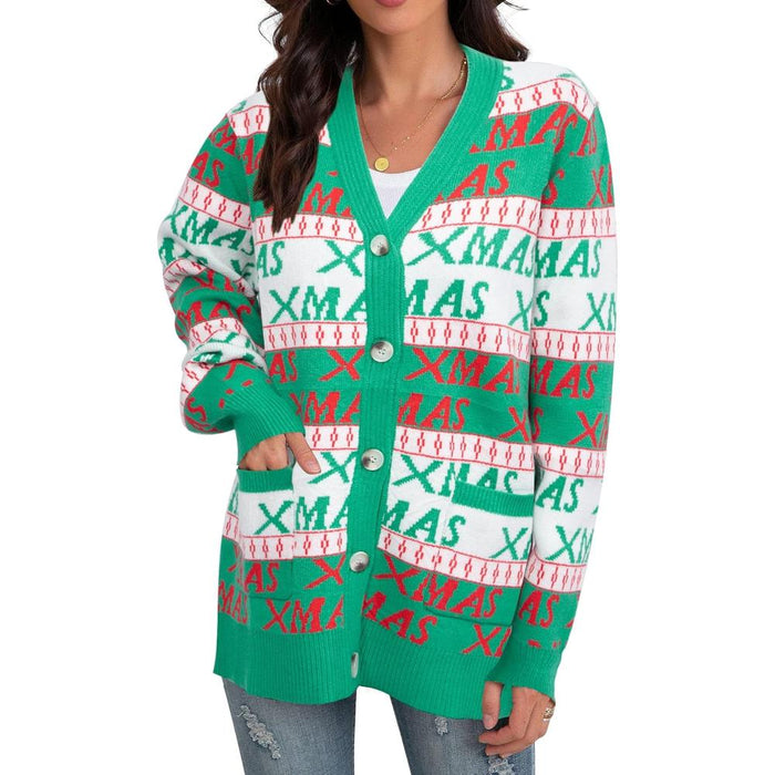 Christmas Cardigan With Snowflake And Festive Ornament Design