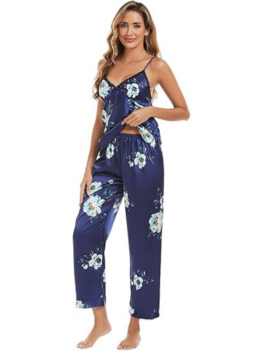 3 Piece Silky Floral Pajama Sets