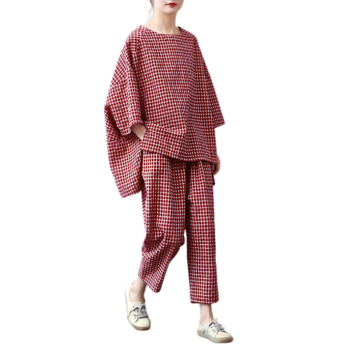 Women's Gingham Loose-Fit Loungewear Set