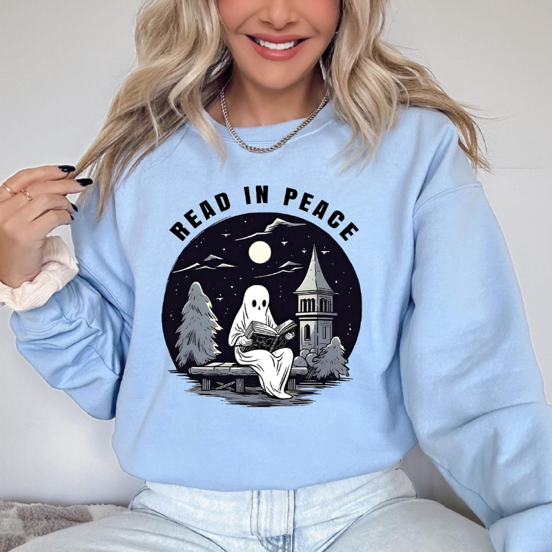 Halloween Read In Peace Printed Sweatshirt