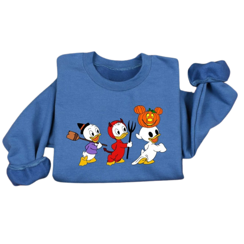 90s Retro Halloween Ducks Printed Sweatshirt