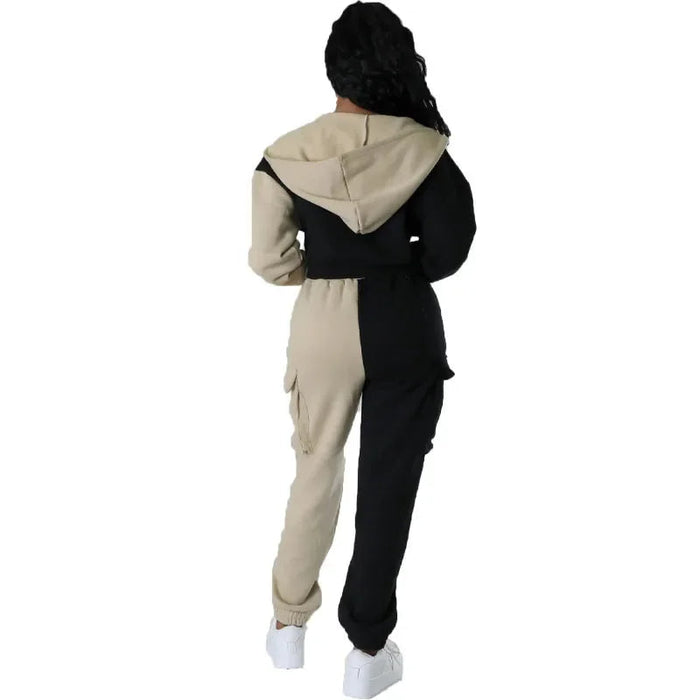 Two Tone Hooded Tracksuit Set