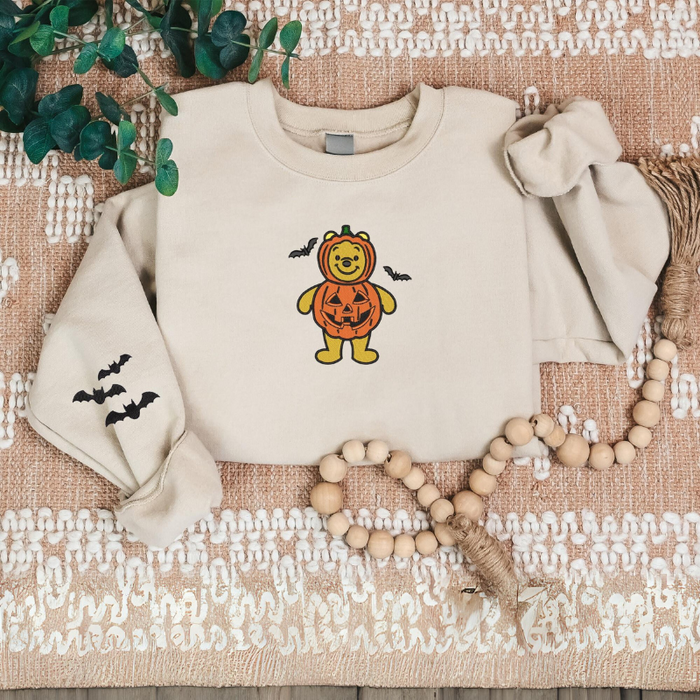 Winnie The Pooh Halloween Pumpkin Bear Printed Sweatshirt