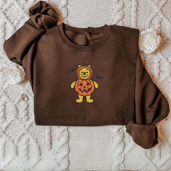 Winnie The Pooh Halloween Pumpkin Bear Printed Sweatshirt