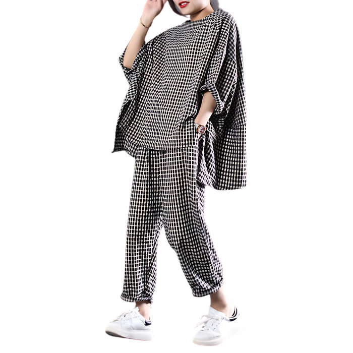 Women's Gingham Loose-Fit Loungewear Set