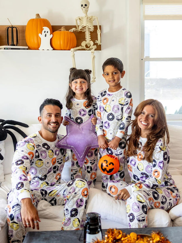 Halloween Family Matching Funky Donuts Print Pajama Set With Pockets