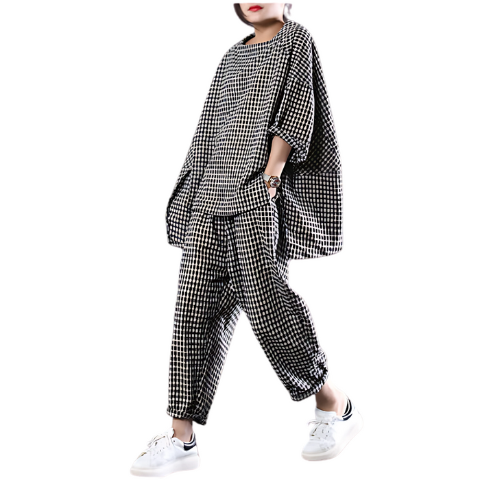 Women's Gingham Loose-Fit Loungewear Set