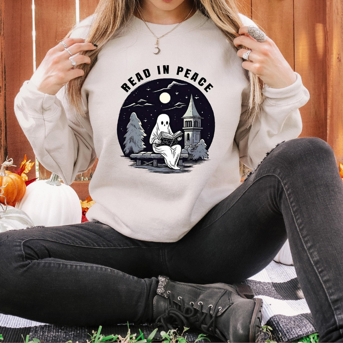 Halloween Read In Peace Printed Sweatshirt