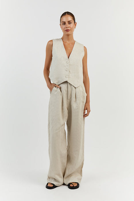 Sleeveless Linen Vest Pant Set