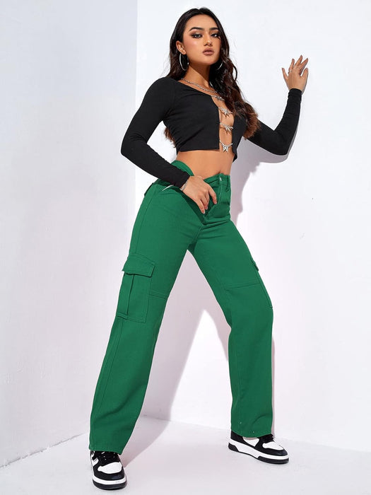 Casual Flap Pocket Denim Pant