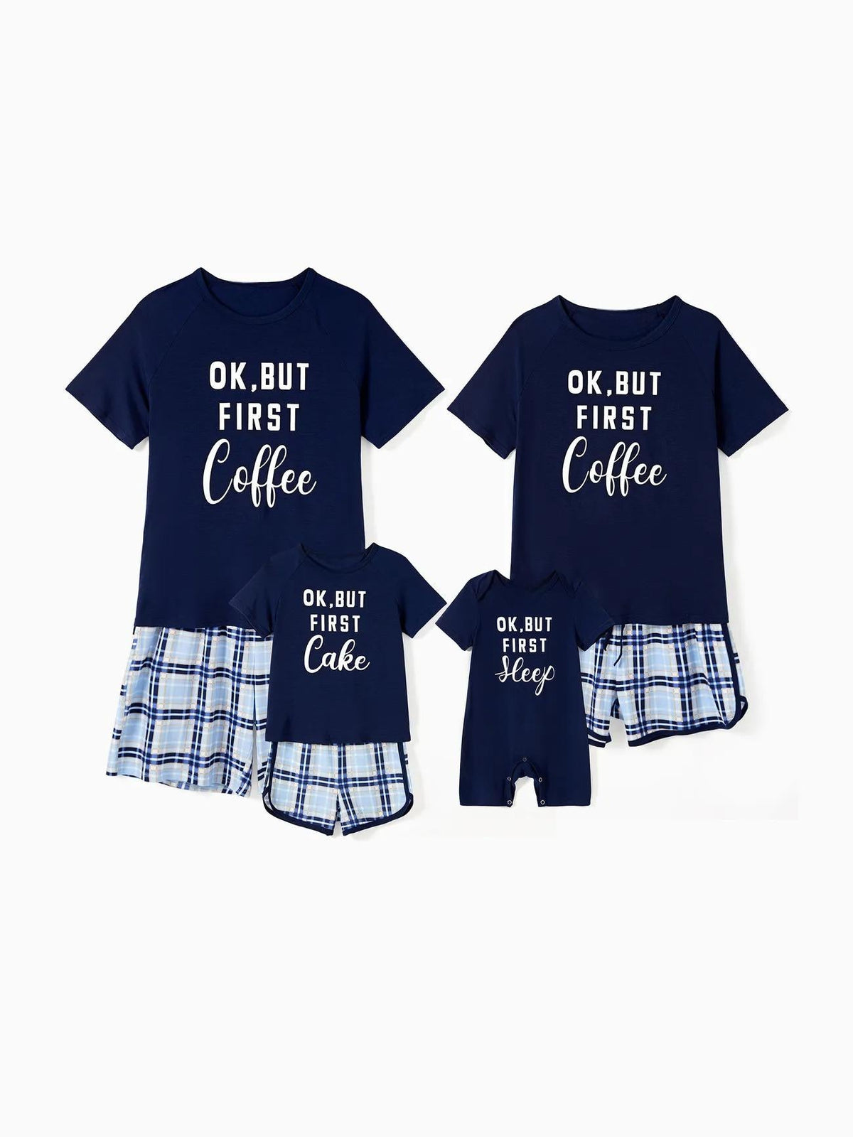 Ok But First Coffee Letter Print Family Matching Shorts Set