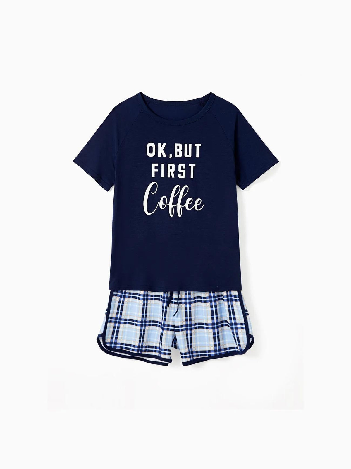 Ok But First Coffee Letter Print Family Matching Shorts Set