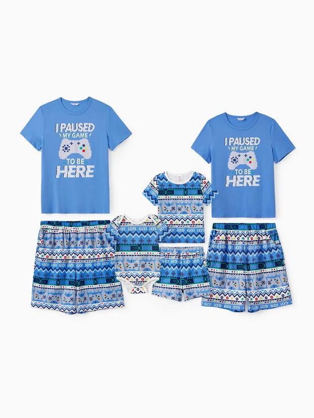 Family Matching Game Theme Fair Isle Pattern Shorts Sets