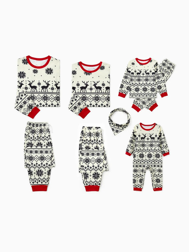 Family Matching Reindeer And Snowflake Pajama Set