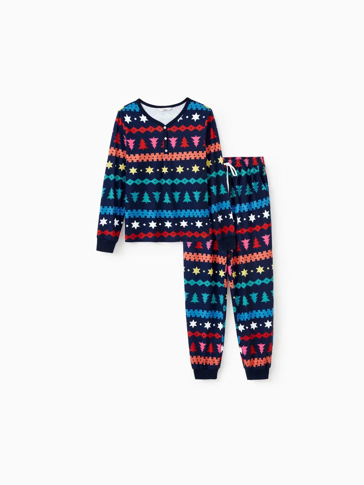 Christmas Family Matching Xmas Tree And Star Fair Isle Pajama Set