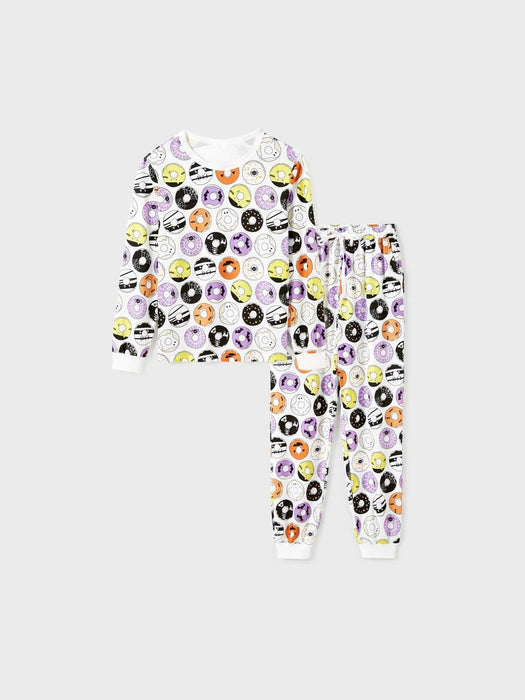 Halloween Family Matching Funky Donuts Print Pajama Set With Pockets