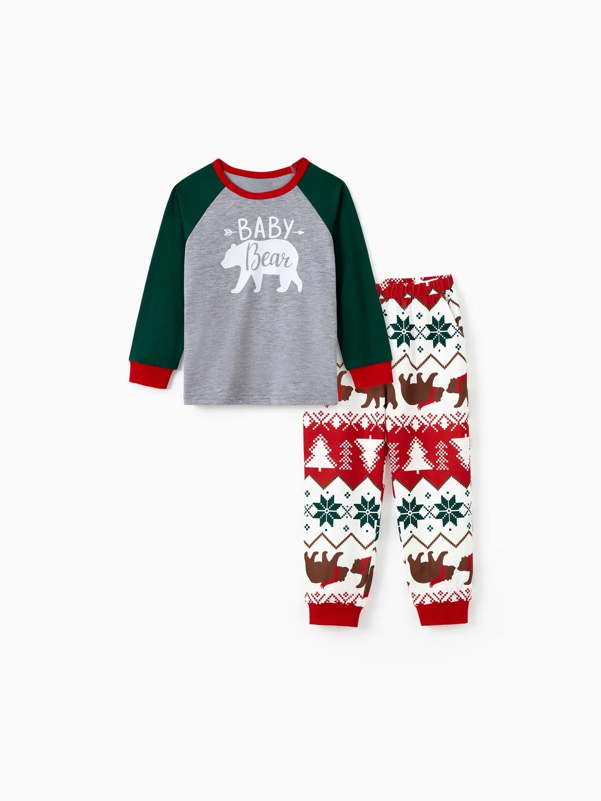 Family Bear Printed Matching Holiday Pajama Set