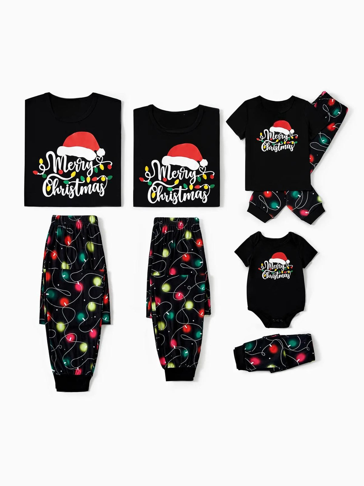 Christmas Family Matching Light Bulb Print Short Sleeves Pajama Set