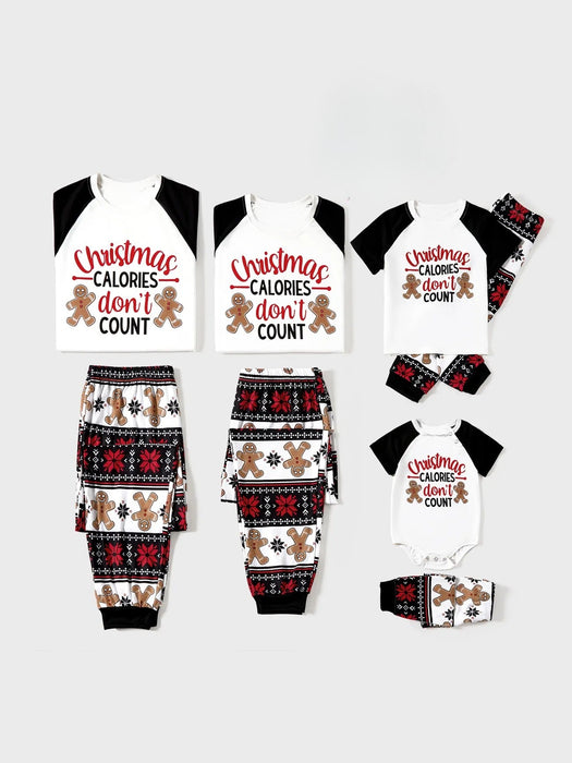 Family Matching Gingerbread And Letter Print Pajama Set With Pockets