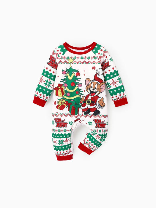 Festive Cartoon Character Family Pajama Set